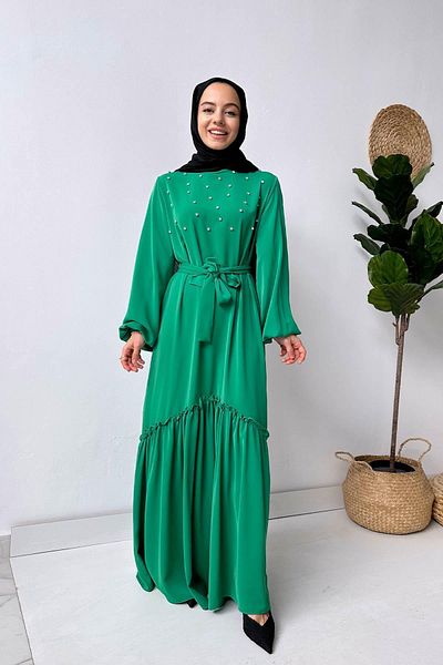 Ka Hijab Φόρεμα από πράσινη φωτεινή πέτρα