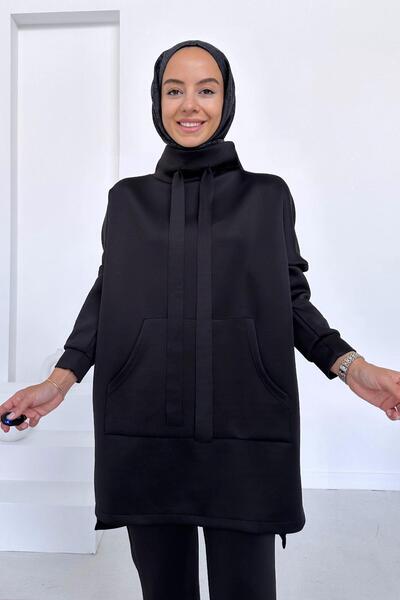 Ka Hijab Καγκουρό Pocket Scuba Hijab Σετ 2 τεμαχίων - Μαύρο