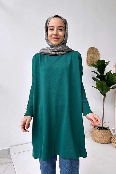 Ka Hijab Tunica mercerizata cu maneci - Smarald
