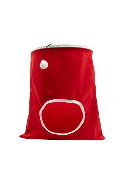 Miyav Red Colored Cat Play Sack Pompom Cat Toy Safe Hideout for Cats