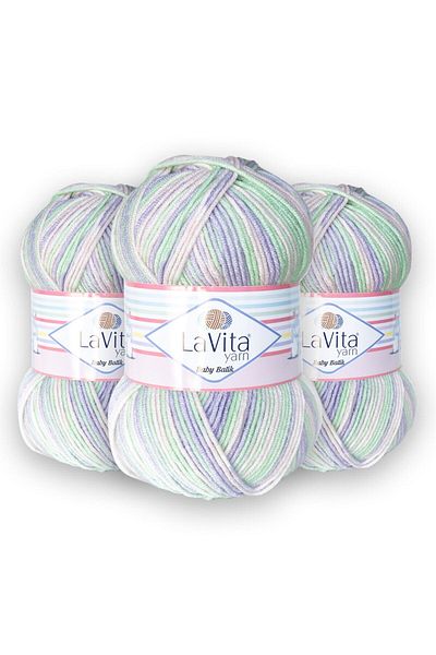 LaVita Yarn Batik, Hand Knitted Rope 3-Pack Taka Yarn (BY08-PURPLE, GREEN)