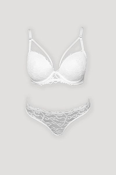 Pierre Cardin 4860 Underwire Empty Cup Lace Adjustable Band Detailed Fantasy Underwear Set
