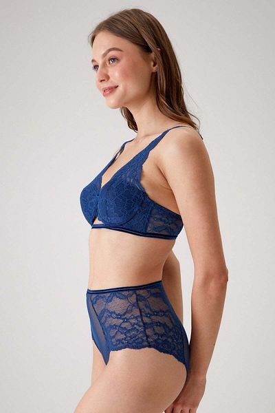 Pierre Cardin Navy Blue 4840 Genoa Soft Push Up Lace Σετ σουτιέν και ψηλόμεσο εσώρουχο