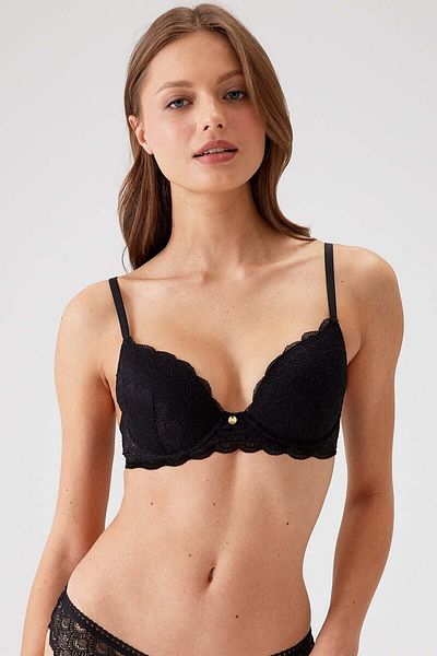 Pierre Cardin Pachet de 2 sutien economic negru 6329-3 Lyon cu sârmă dublu push up micro sutien (cu cadou slip)