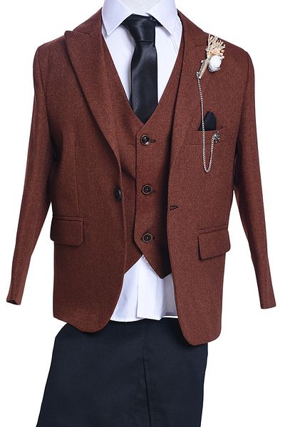ceocuk Cinnamon Color Kids Suit with White Shirt