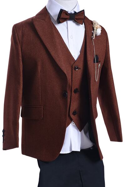 ceocuk Cinnamon Color Kids Suit with White Shirt