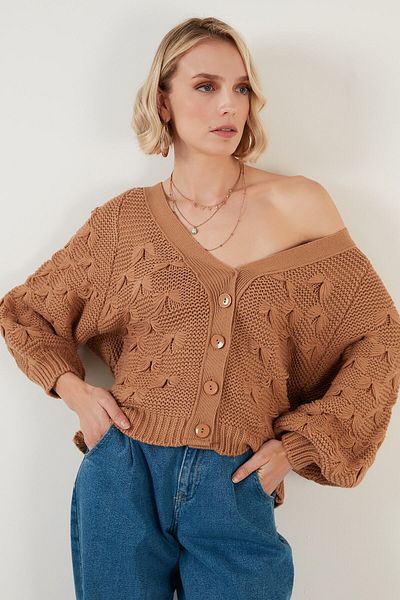 Lela V-Neck Buttoned Knitted Knitted Cardigan Women's Cardigan 6310007