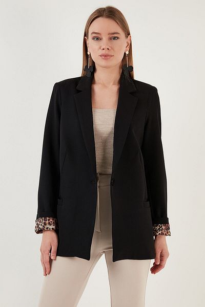 Lela Mono Collar Relaxed Cut Lining Leopard Patterned Classic Jacket Jacket 6524002