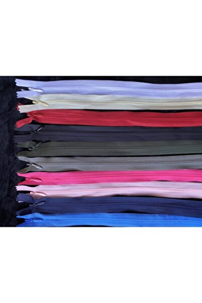 e tuhafiye 5 Adet Renkli Elbise Fermuarı LİLA-BEYAZ-MOR-MAVİ-PEMBE (40-60 CM)