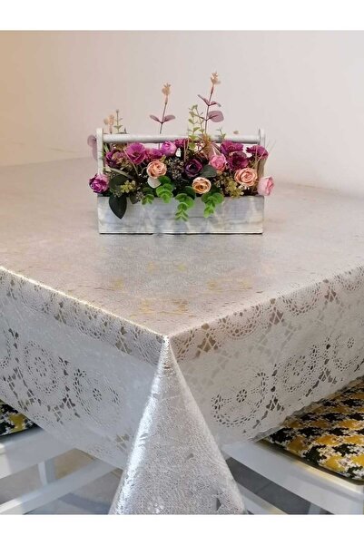 Başak Ev Tekstili SILVER IMPORTED PVC ULNOB - PATTERNED REMOVABLE TABLE CLOTH