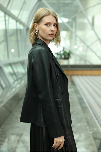Oilemaperla Kısa Blazer Deri Ceket