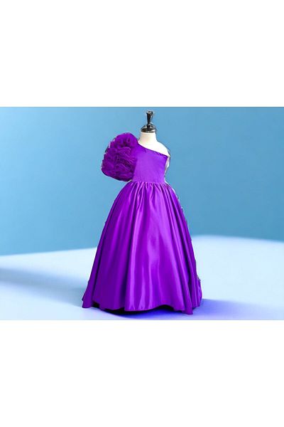 zühre balaban Purple One Shoulder Girl's Evening Dress Purple Rosetta