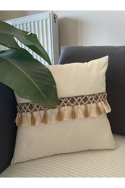 MuHu Home Authentic Special Design Square Colorful Tassel Striped Throw Pillow Cover
