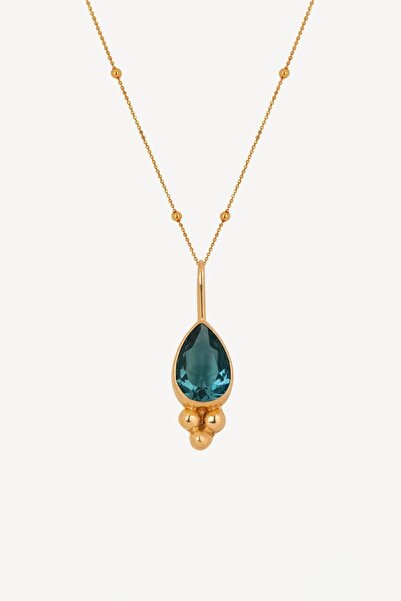 Stelart Topaz Zirkon Bacchus Kolye 925 Gümüş Altın Kaplama