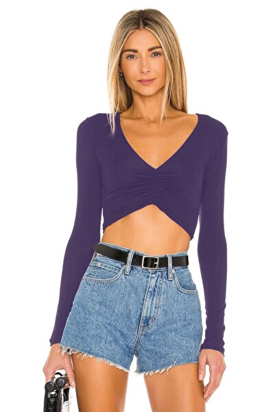 By Kul Design Фіолетовий шовковий джерсі жіночий кроп-топ