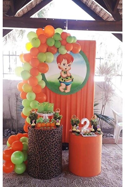 Lema Store Taş Devri Bambam 50 Adet Turuncu Yeşil Balon
