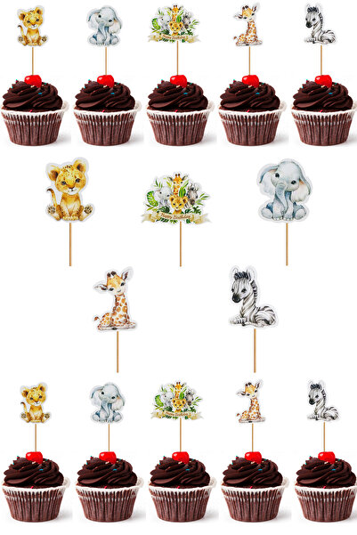 Yusuf Dirik YD Party Supplies مسواك كب كيك للأطفال بتصميم حيوانات 20 قطعة