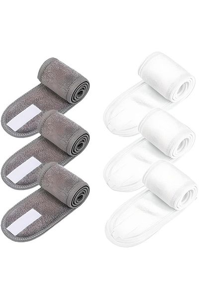 HIZSOY TEKSTİL 6 τμχ Πετσέτα κεφαλόδεσμος Velcro Make Up Headband Αθλητική ζώνη μαλλιών