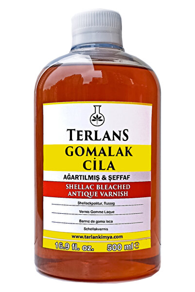 Terlans Ağartılmış Şeffaf Gomalak Cilası 500 ml Doğal Ahşap Cilası Shellac Bl...