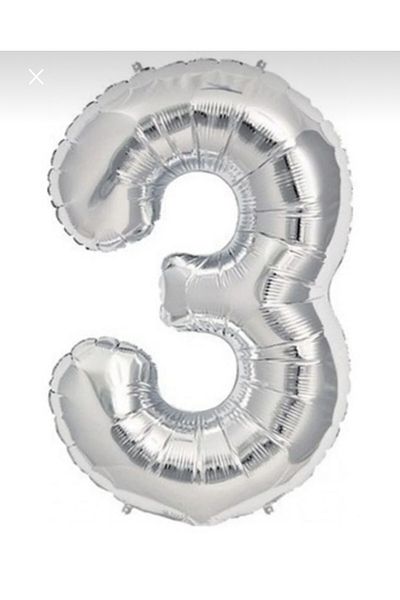 Yogi parti 3 Numbers Silver Foil Balloon 3 Years Balloon 34 inches 76 cm