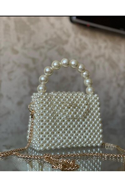 SAMSA İnci Çanta Boncuk Çanta İncili Çanta EL ve Omuz Çantası