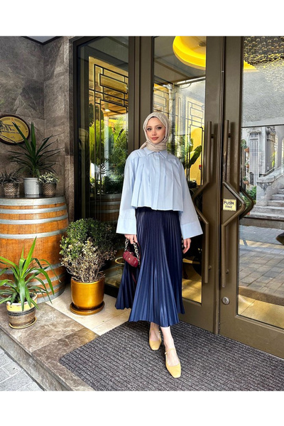 Trend Marfa Πλισέ δερμάτινη φούστα Hijab