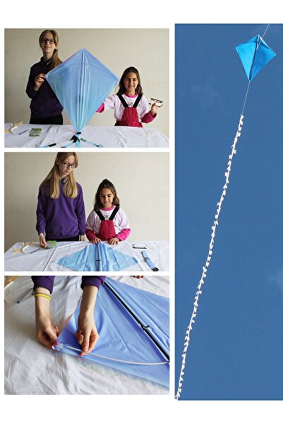 GÜLEN UÇURTMA Naylon Elmas Uçurtma Yapım Seti / Plastik Çıtalı