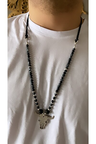 by özllem تصميم الرجال الجاموس حبة طويلة قلادة