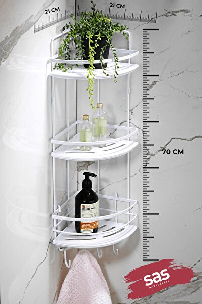 Sas Haus Κρεμαστή οργάνωση μπάνιου με ανοξείδωτο κρύσταλλο και ράφι - Γωνιακή θήκη για σαμπουάν LK-03 BBBK