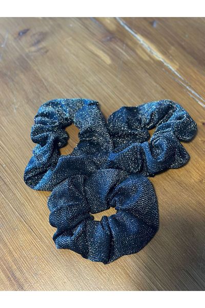 Dema Set of 3 Glitter Fabric Black Elastic Buckles