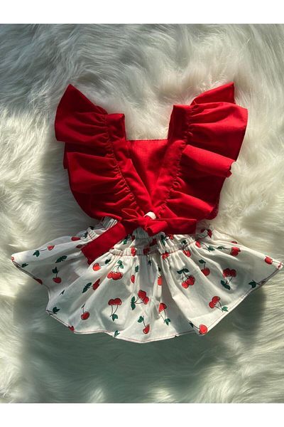 ŞAPKAKİDS Cherry Frill Salopet
