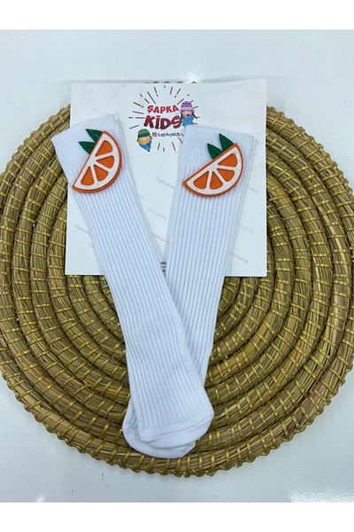 ŞAPKAKİDS Orange Pattern Cotton Socks