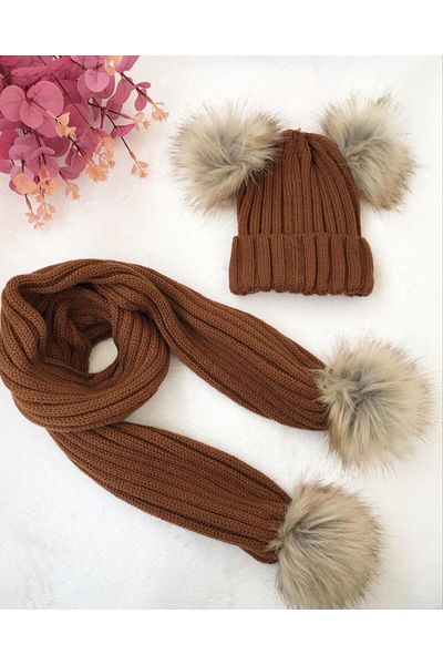 ŞAPKAKİDS Knitwear Scarf Beret Set