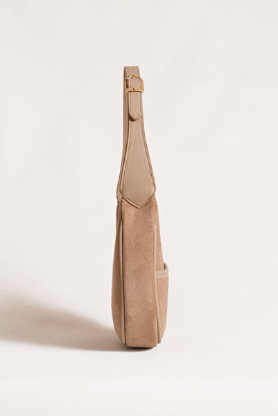 Çantacımstore Kadın Süet Baguette Çanta Bej 310124