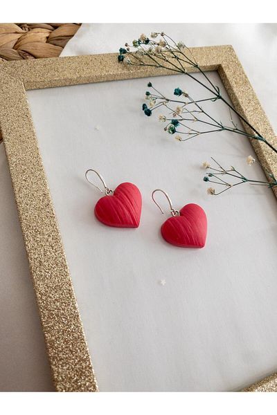 BeuBella Aksesuar Special Design Pink Heart Earrings