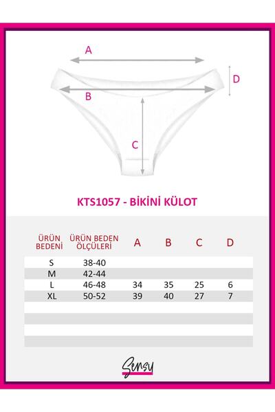 Sensu Kadın Günlük Pamuklu Külot Beyaz Bikini Model 5'li Paket Kts1057