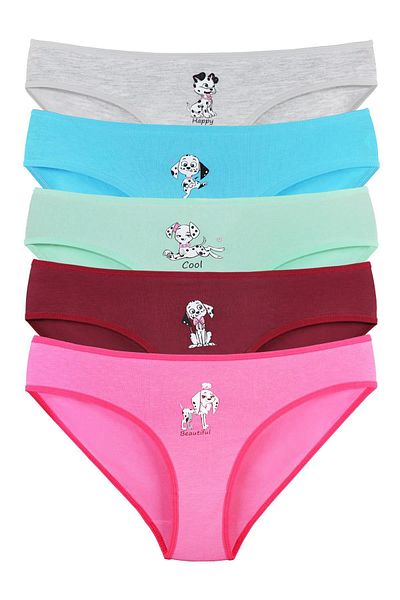 Sensu Girl's Cotton Panties Set of 5 - Kids2400