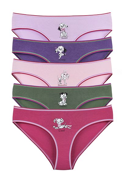 Sensu Girl's Cotton Panties Set of 5 - Kids2600