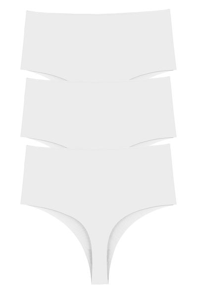 Sensu Women's Laser Cut High Waist Thong Panties Set of 3 Kts5002