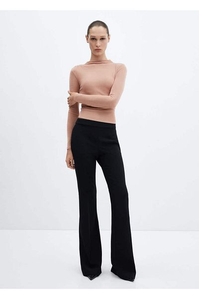 MANGO Woman Tricou Lurex cu Detaliu Adunare