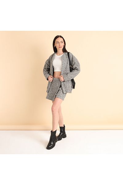 GaiaCollection Gray Stamp Skirt with Shorts