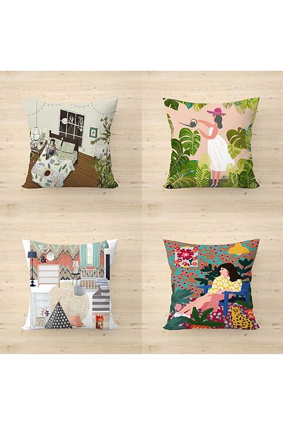 fdm desıgn Double Sided Printed Special Design Decorative Throw Pillow Cover Set of 4