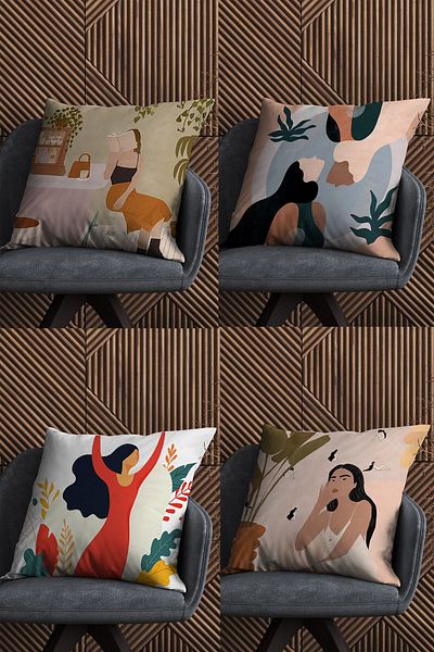 fdm desıgn Double Sided Printed Special Design Abstract Artistic Decorative Throw Pillow Cover Set of 4