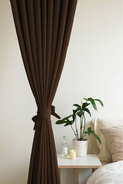 De'Vor Velvet Look Thick Background Curtain - Brown Background Curtain