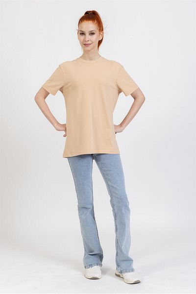 Villager&Son Μπλουζάκι La O Neck Basic με μανίκια μπεζ
