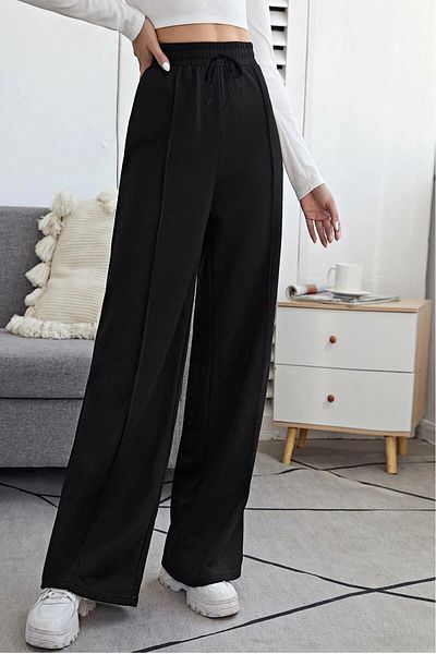 Orjinshop Γυναικείο φαρδύ παντελόνι φούτερ με ριγέ δύο κλωστών