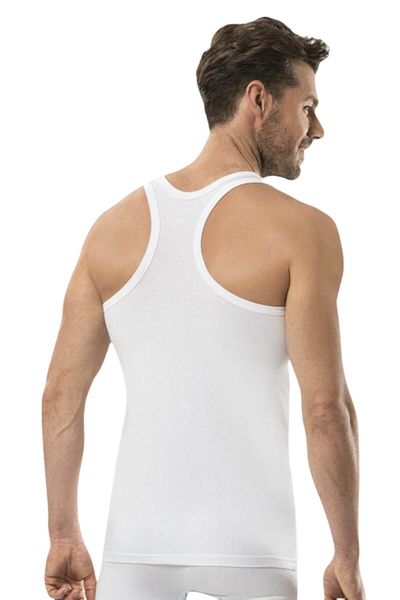 Çetinkaya Ανδρικό εσώρουχο 3 τεμαχίων 100% βαμβάκι A Quality Rib Lycra White Sportsman Rambo