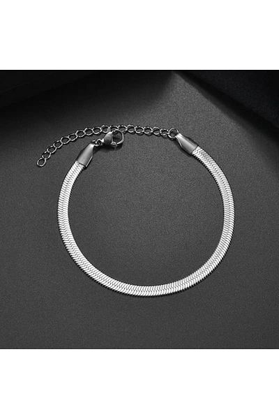 ESJ Stainless Steel Italian Scrunch Chain Women's Anklet 4 Mm Color: Silver