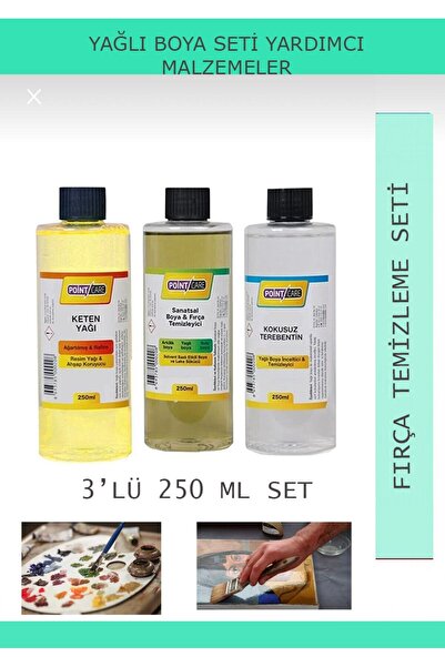 AYMAGNET Yağlı Boya Seti Yardımcı Malzemeler 3 X 250 Ml Terebentin Resim Kete...