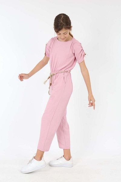 Jannock Girl's Elastic Waist Aerobin fabric Short Sleeve Jumpsuit